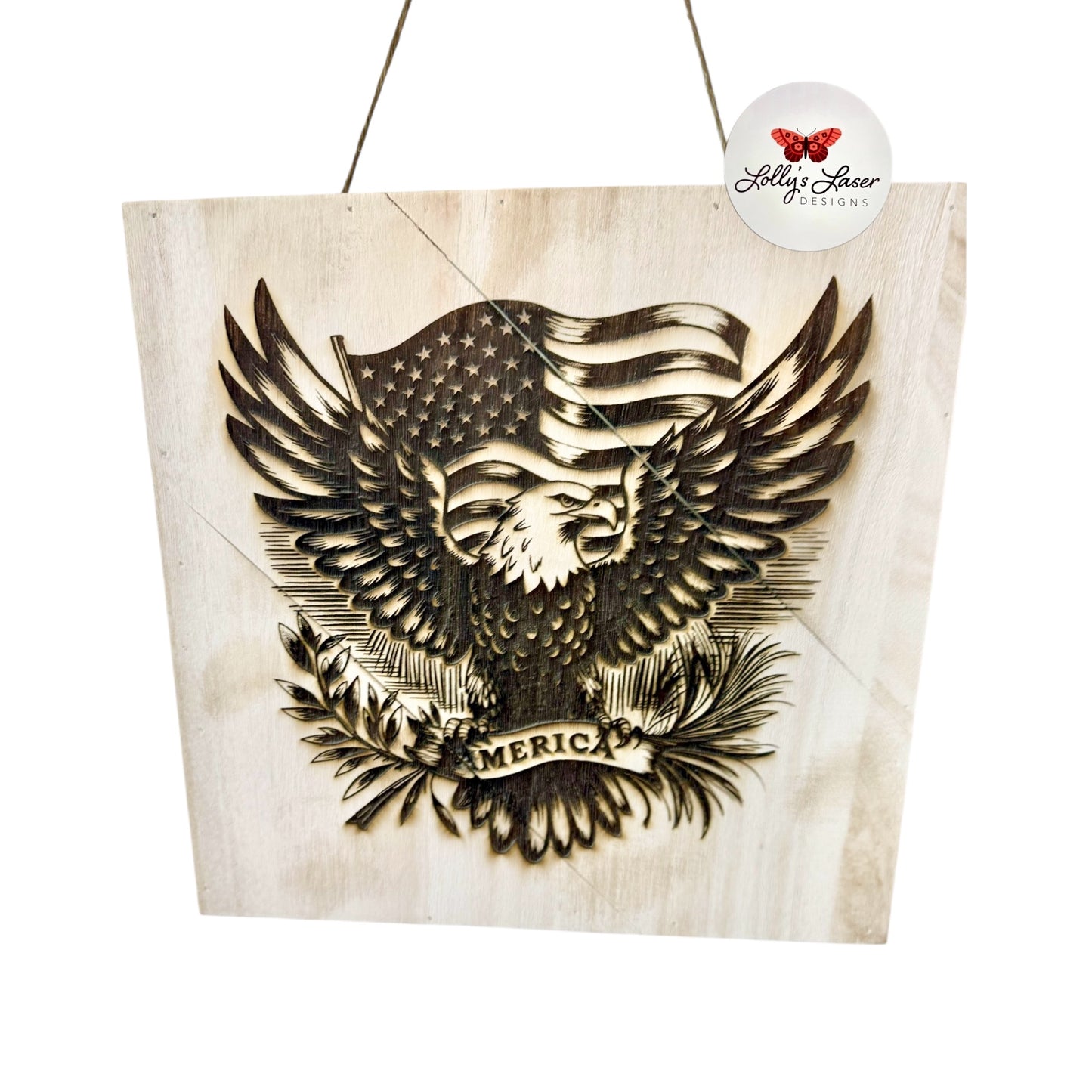 12” Eagle w/ American Flag