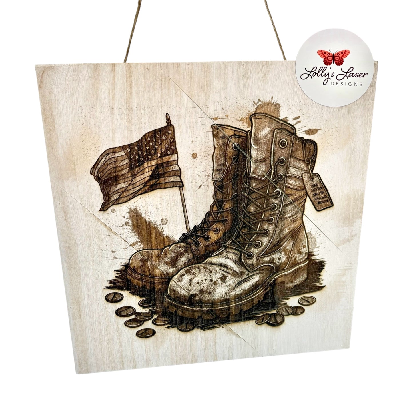 12” Military Boots w/ Flag and Tags