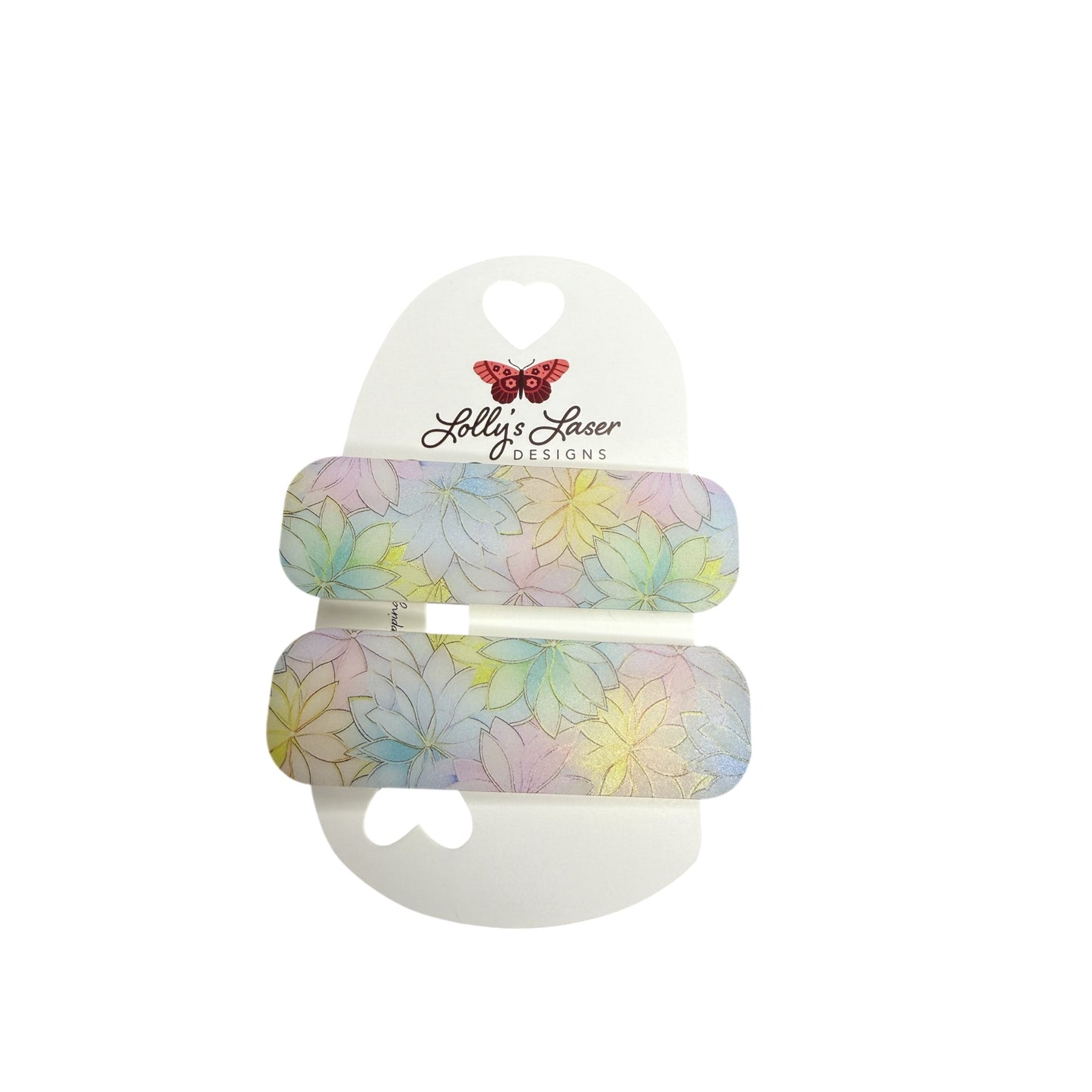 Acrylic Floral on Frosted White Barrettes