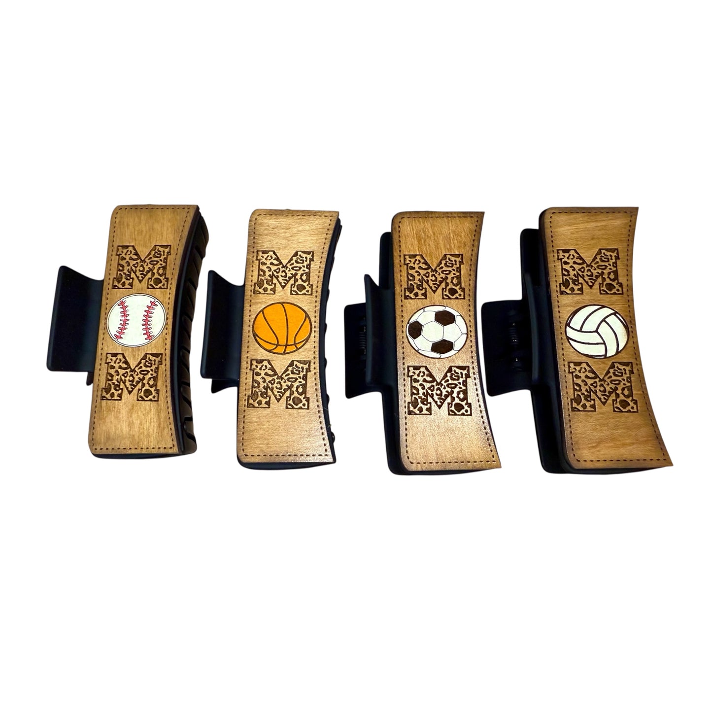 4” Leopard Sports Mom Hair Clips