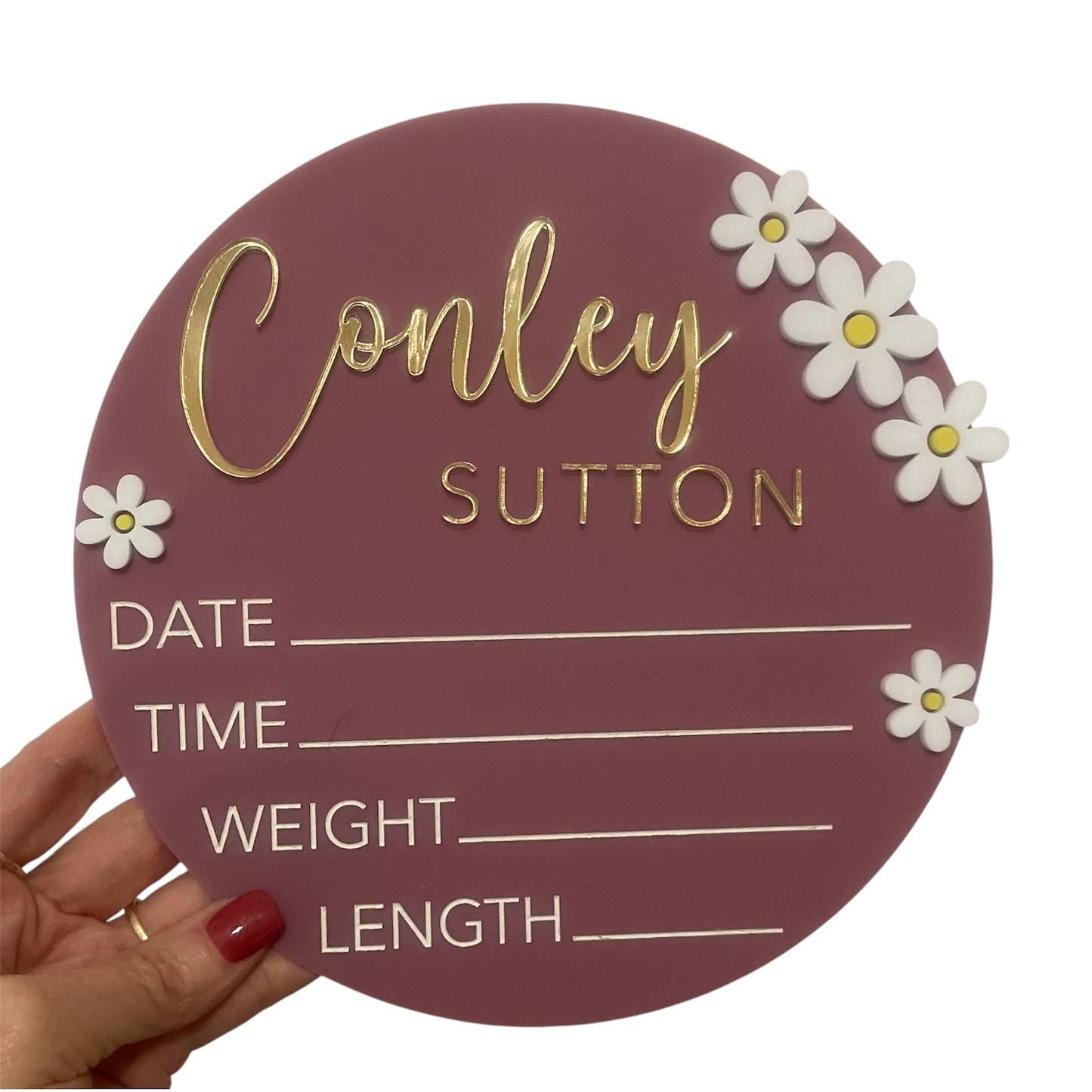 8” Custom Acrylic Baby Announcement with Name