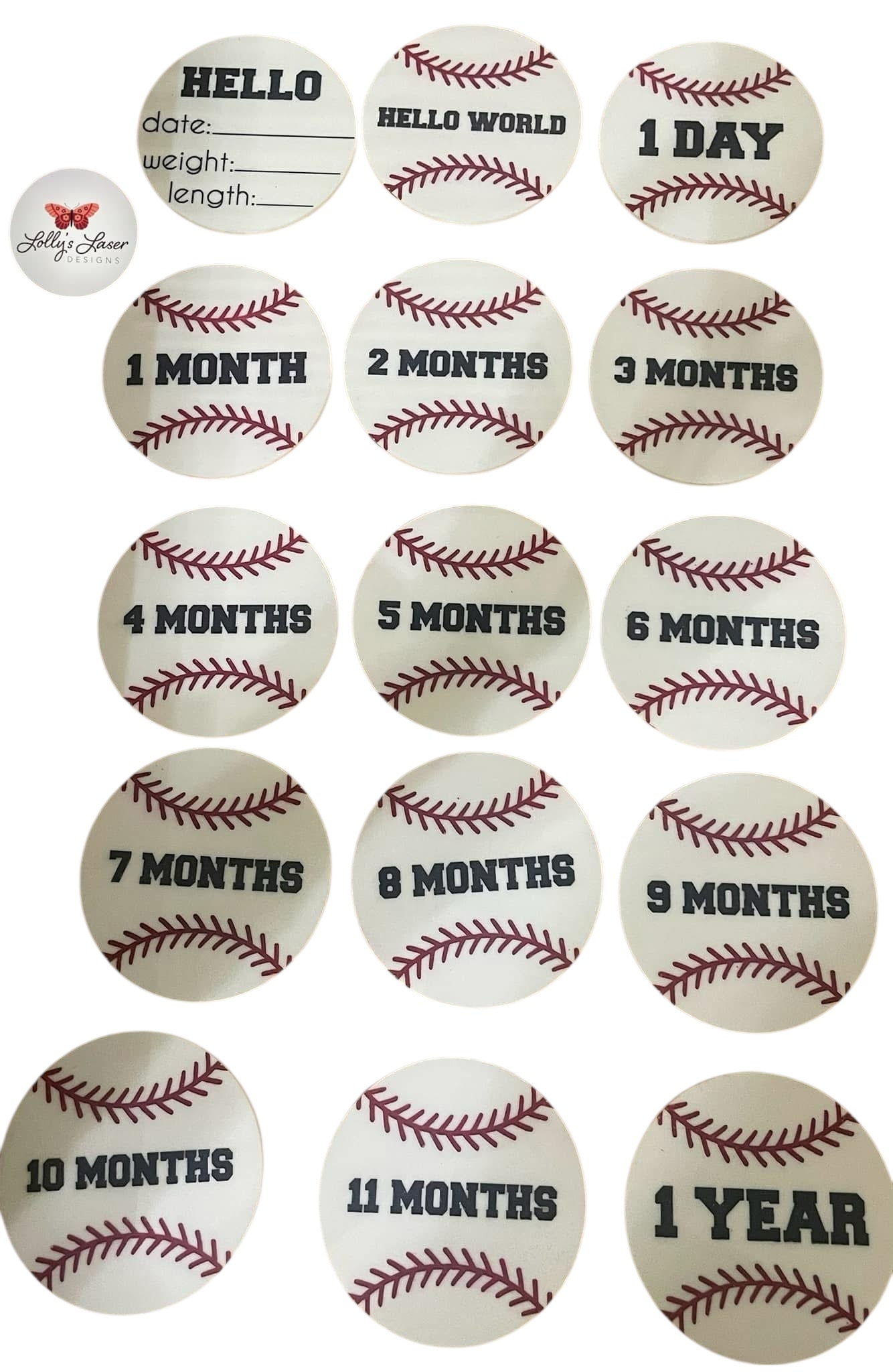 Acrylic Baby Baseball Milestones