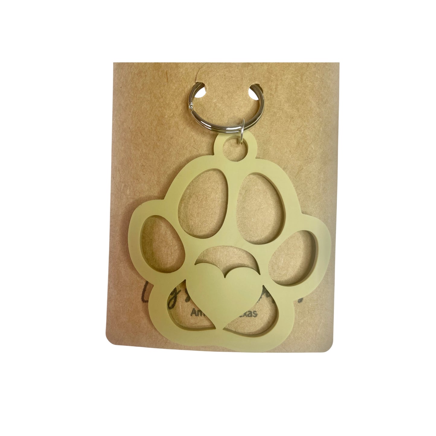 Acrylic Paw with Heart Keychain