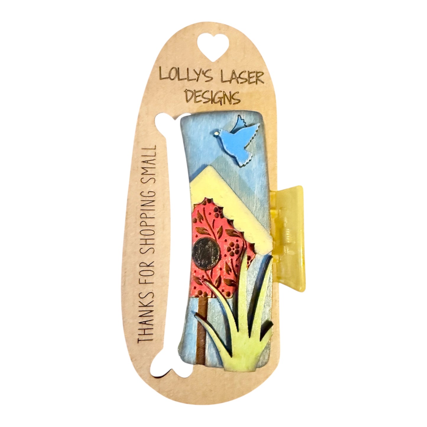 Bird House 4" Hair Clip