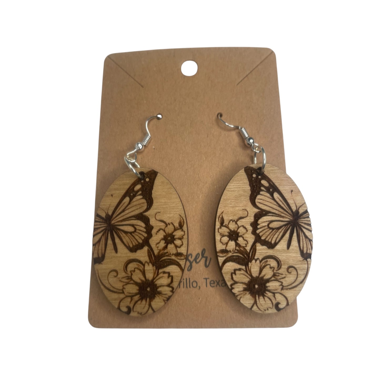 Butterfly w/ Flower Engraved Earrings