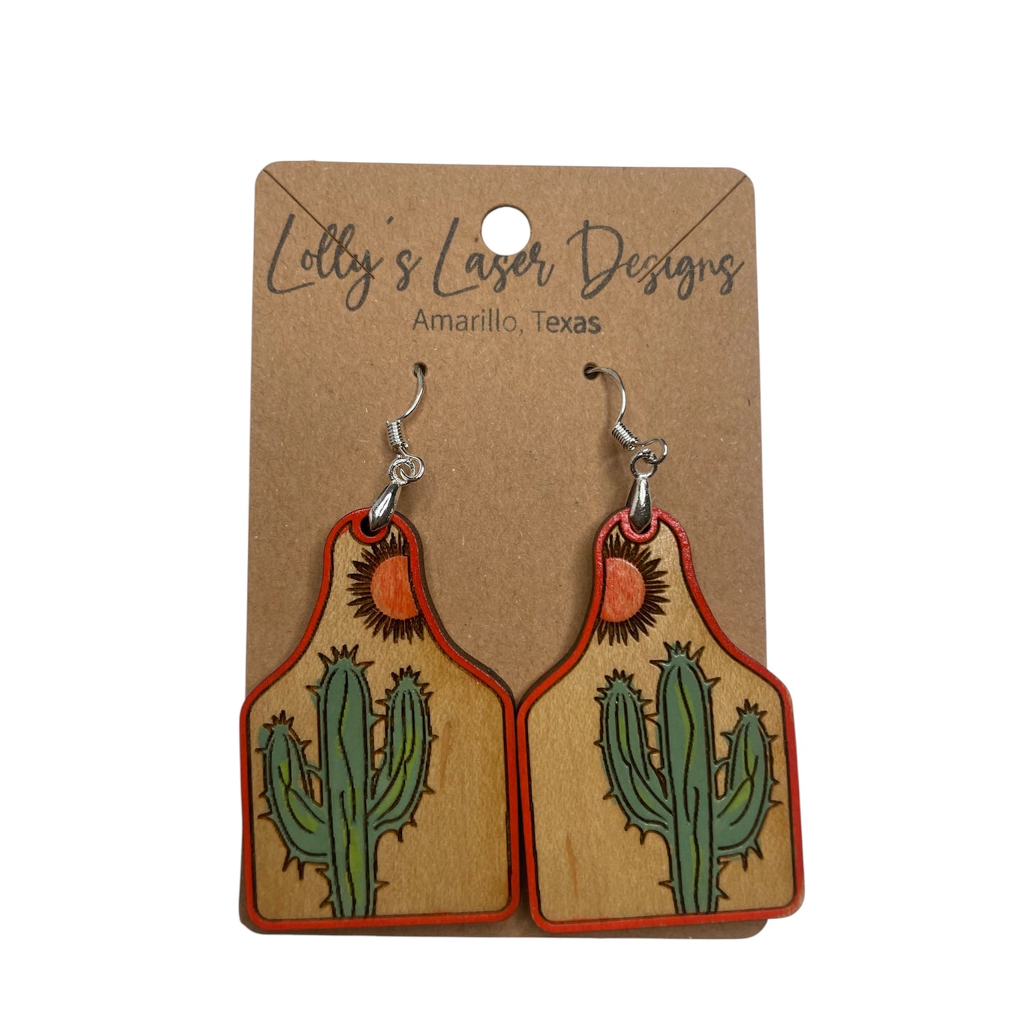 Cactus Cow Tag Earring