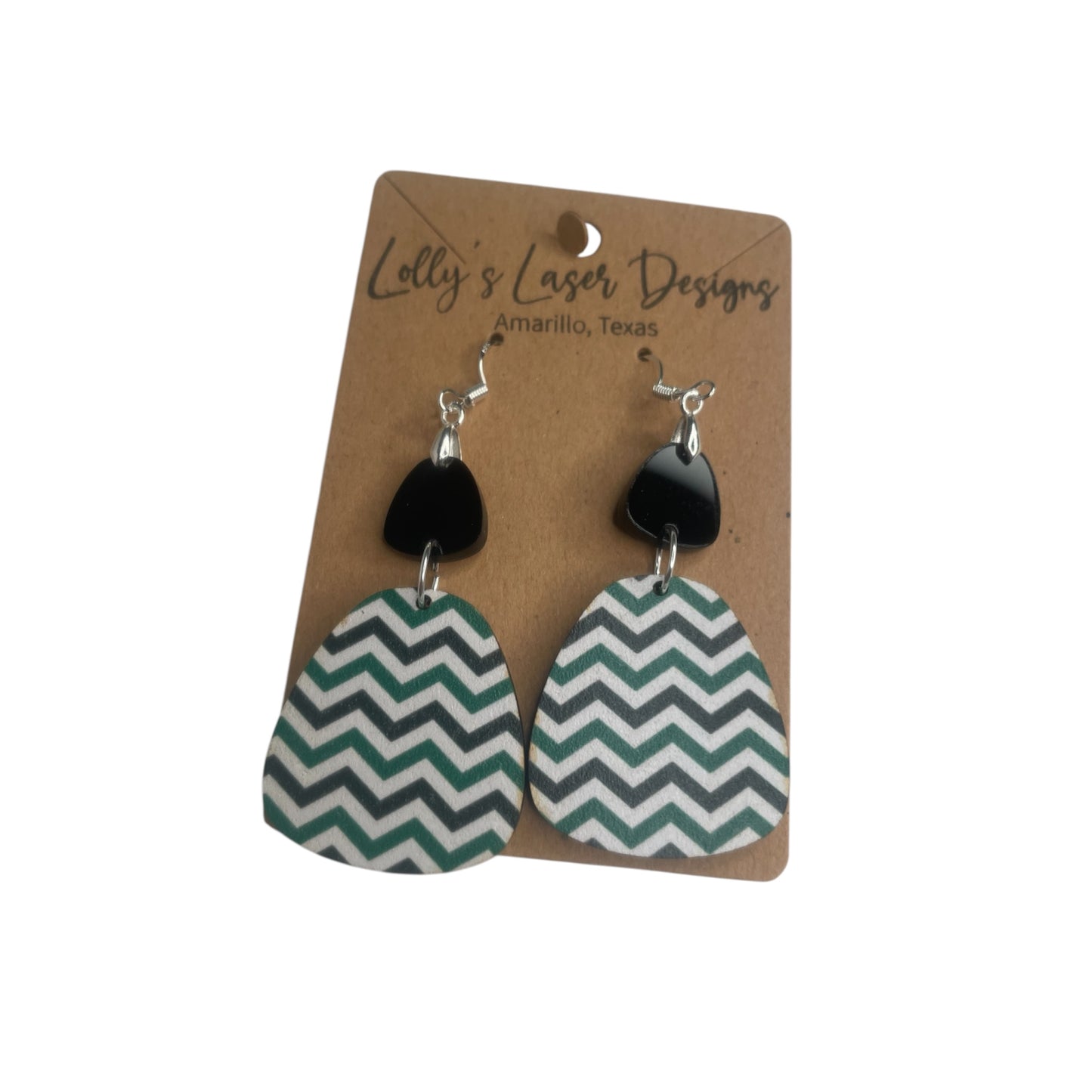 Chevron Green & Black Earrings