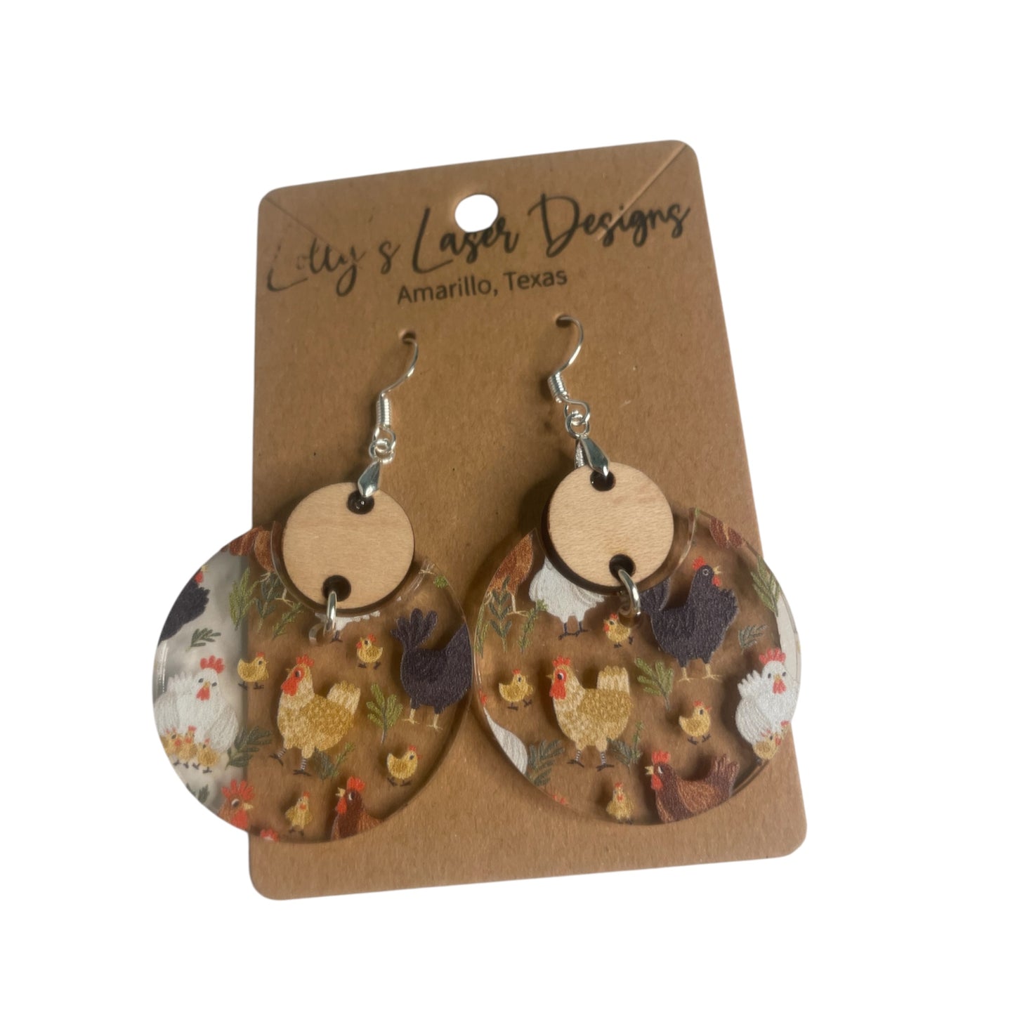 Chicken Half Circle Dangle Earrings