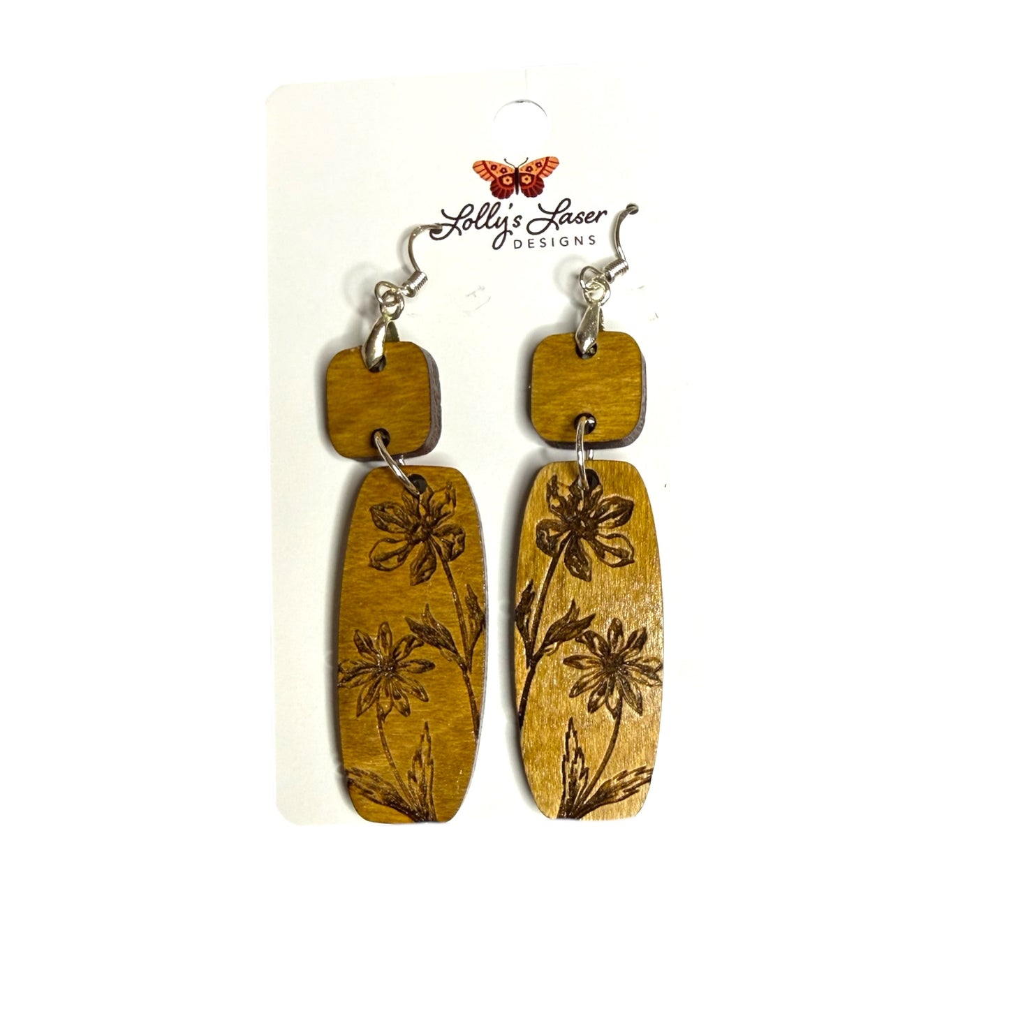 Engraved Flower Earrings