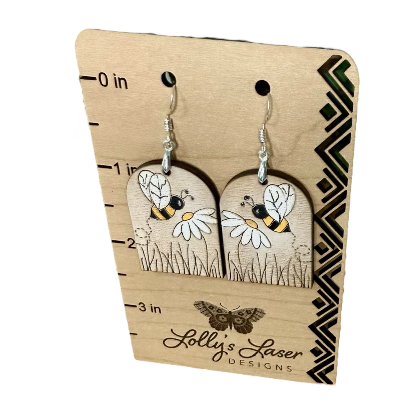 Flower Bee Dangle Earrings and 4" Hair Clip