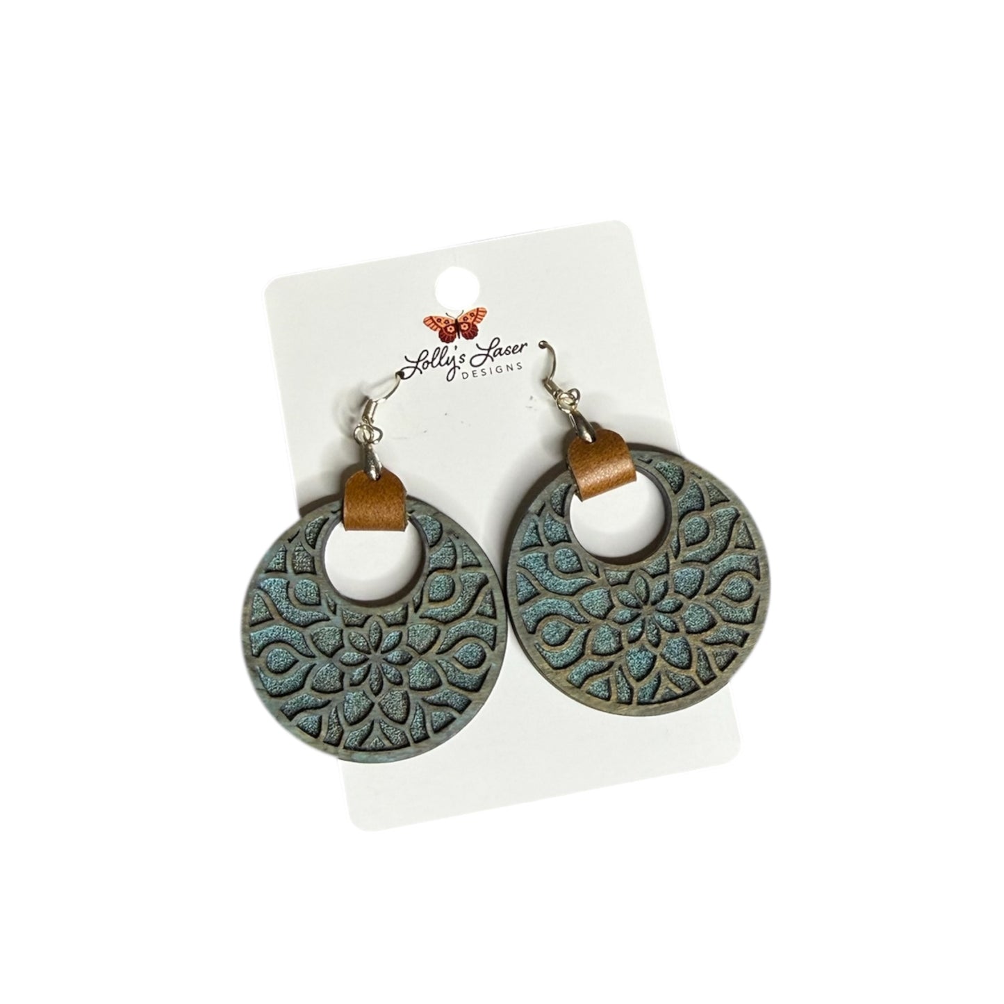 Flower Mandala Engraved Hoop Earrings