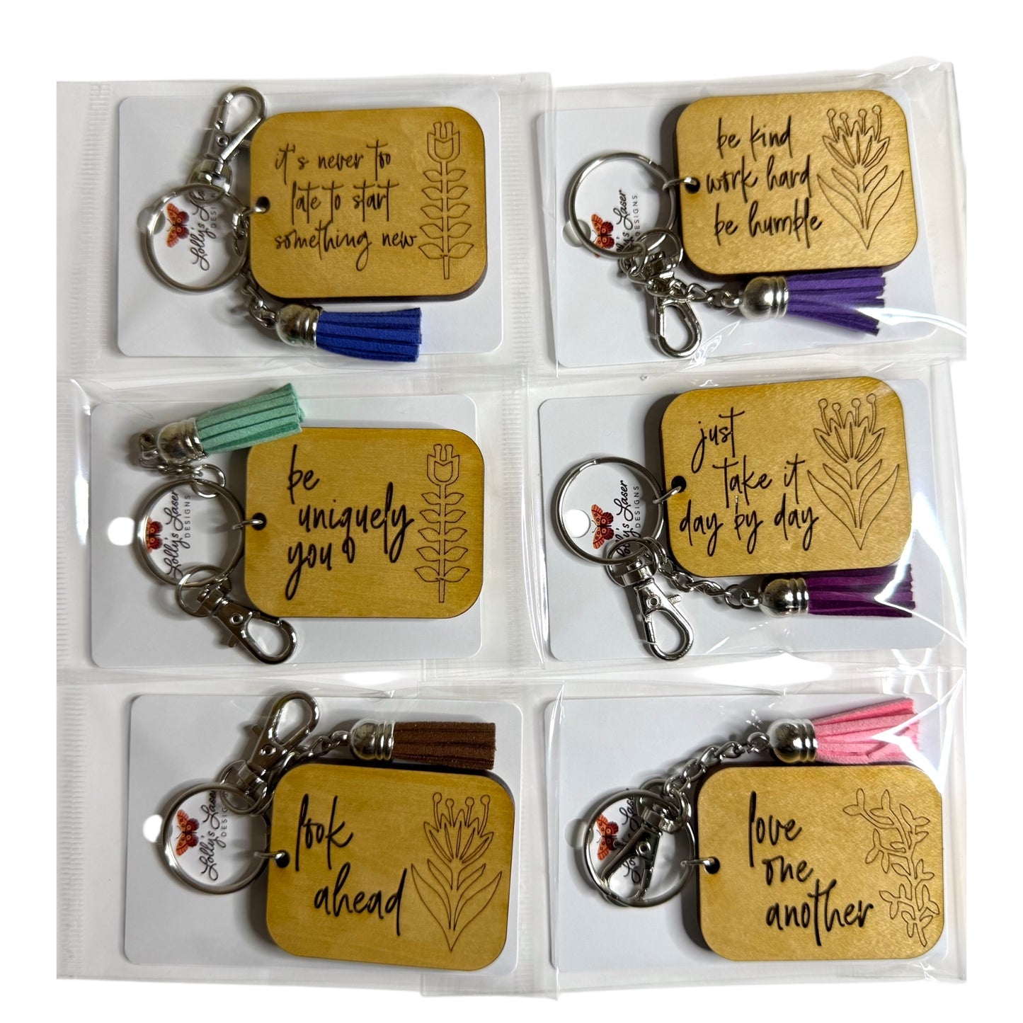 Random Wooden Engraved Keychains