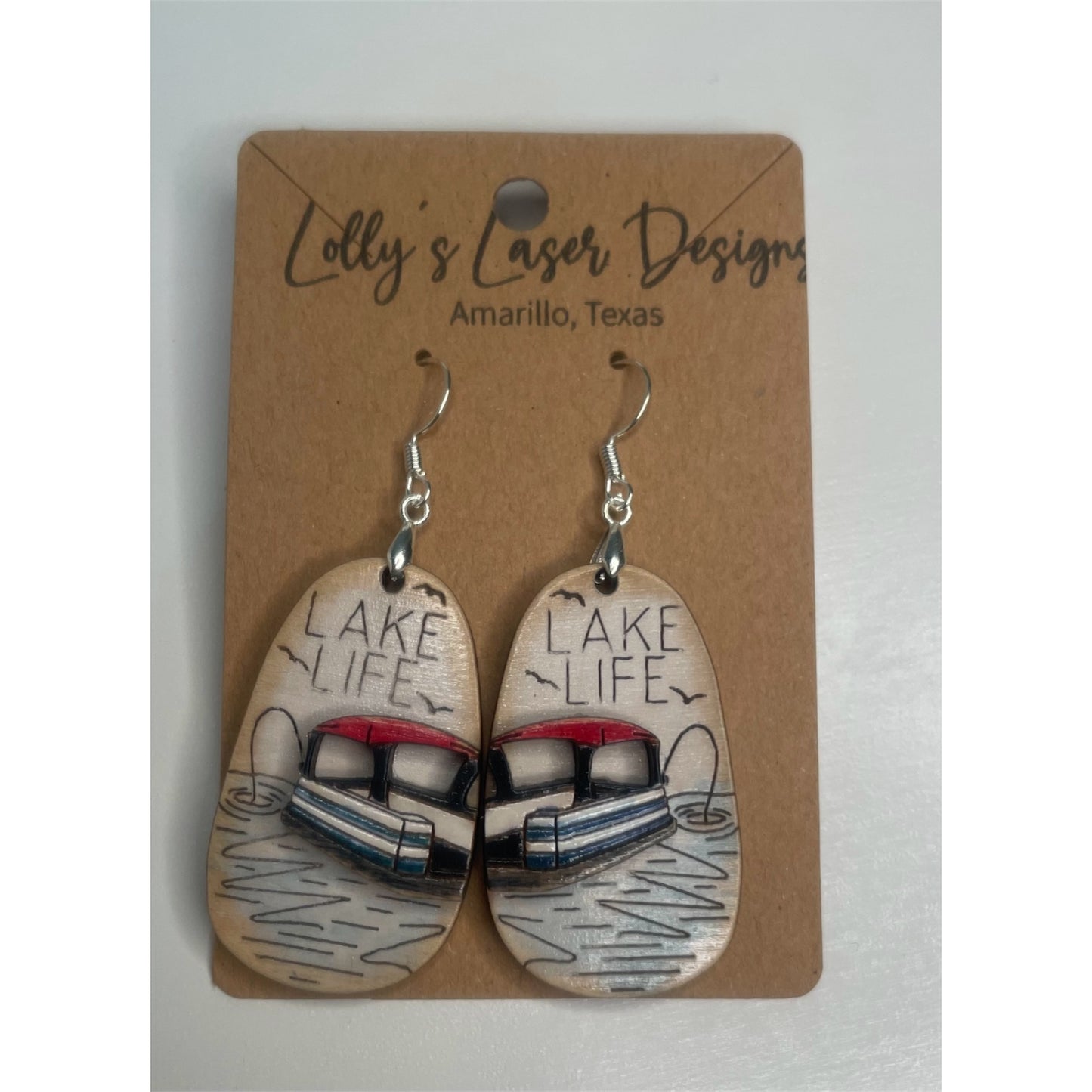 Lake Life Dangle Earrings and 4" Claw Clip