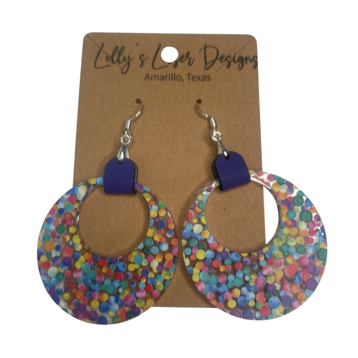 Micro Rainbow Dot Hoop w/Leather Earrings