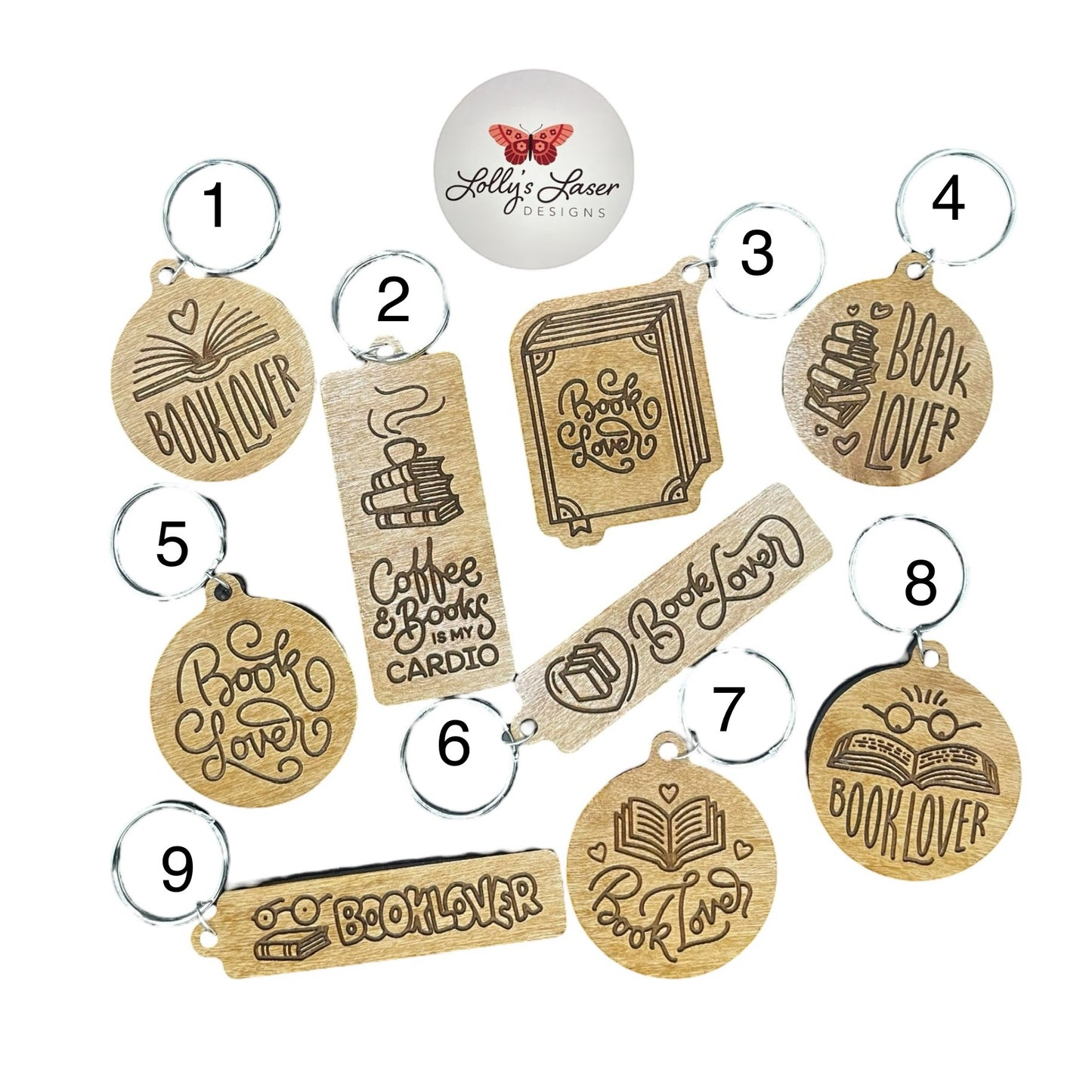 Wooden Book Keychains