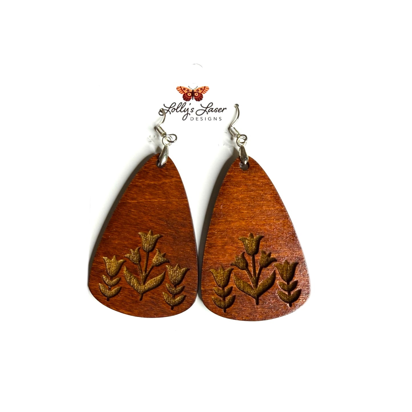 Engraved Tulip Dangle Earrings
