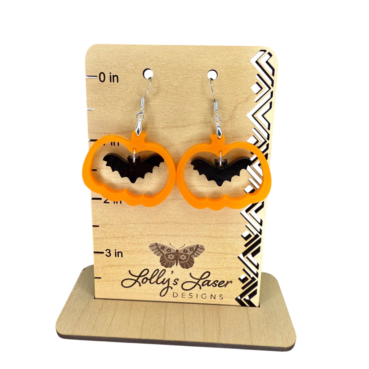 Pumpkin and Bat Earrings