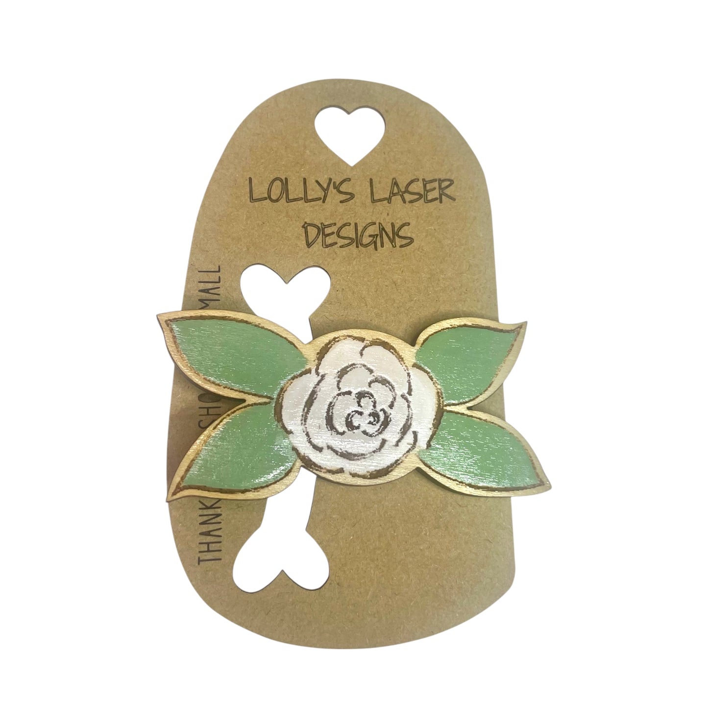 White Rose Bud Hair Barrette