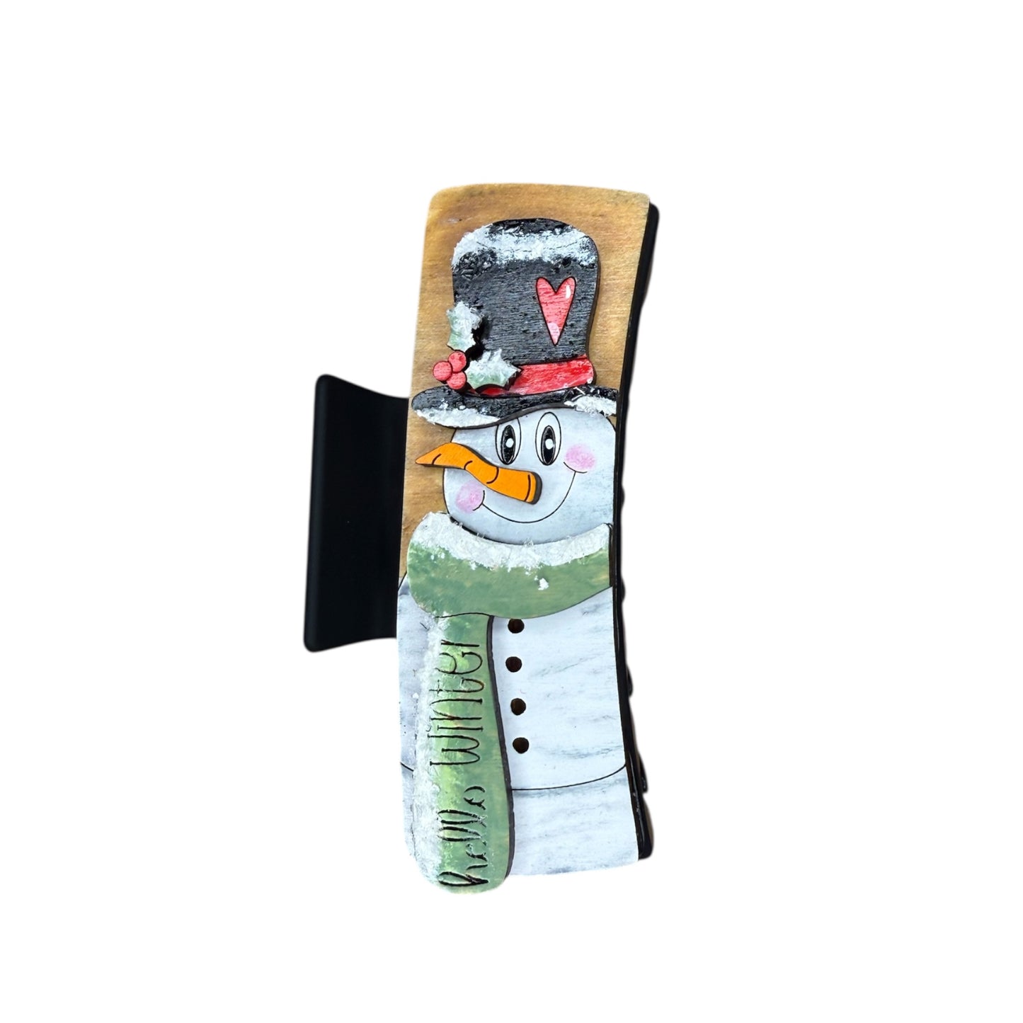 Hello Winter Snowman 4” Hair Clip