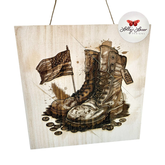 12” Military Boots w/ Flag and Tags