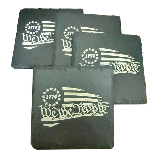 1776 We the People Flag Slate Coaster Set