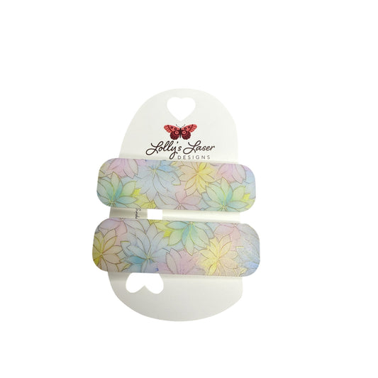 Acrylic Floral on Frosted White Barrettes