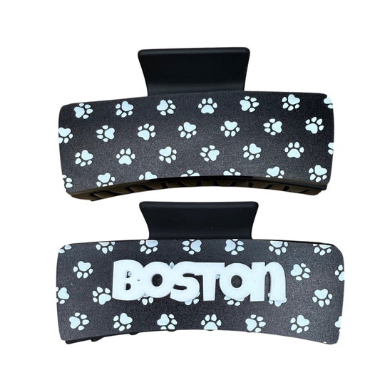 Black & White Dog Paw Hair Clip