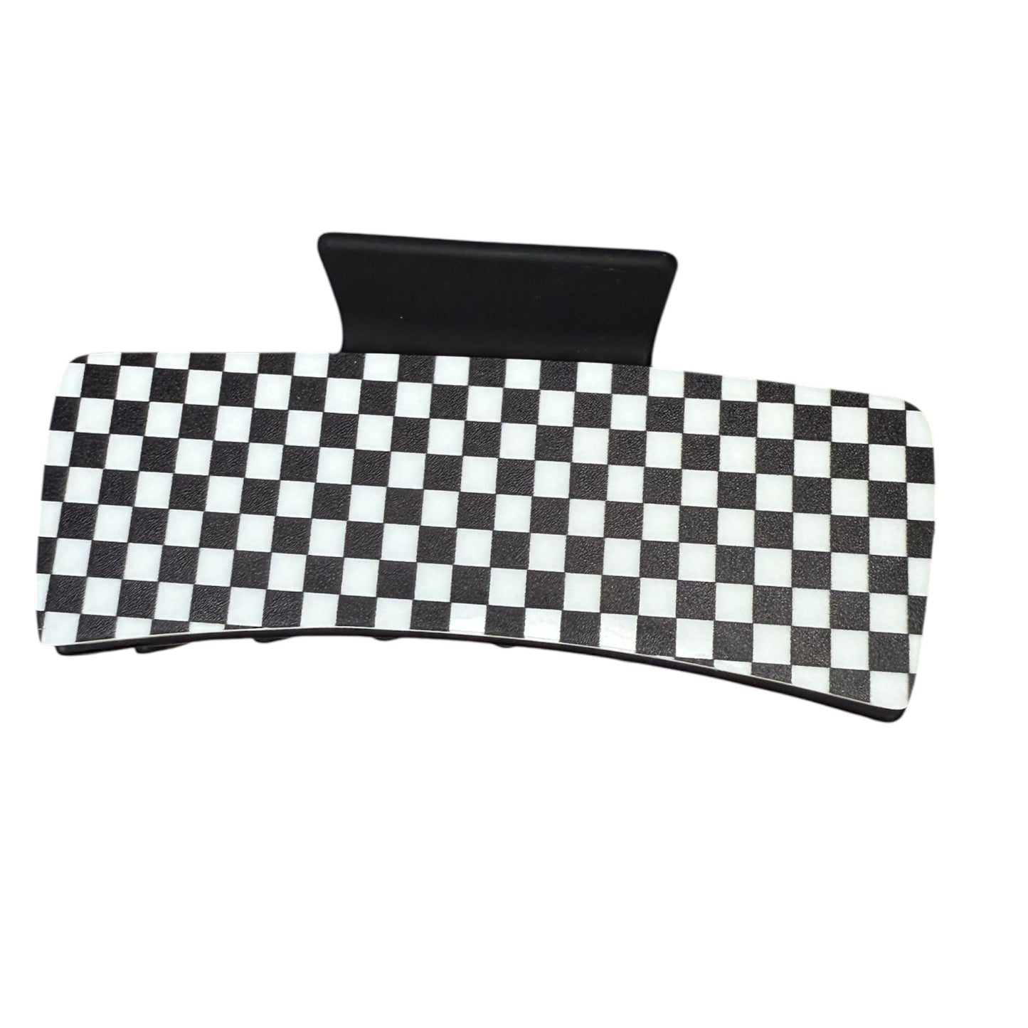 4" Black and White Checkered Hair Clip