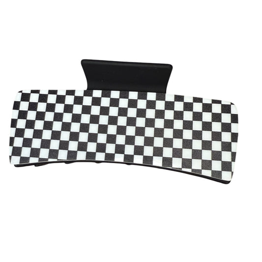 4" Black and White Checkered Hair Clip