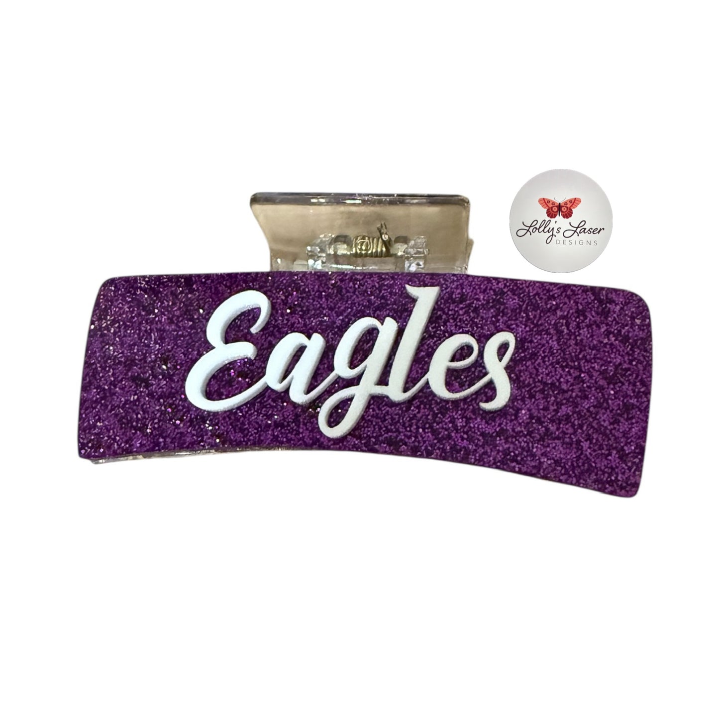 4" Eagles (Purple & White) Hair Clip