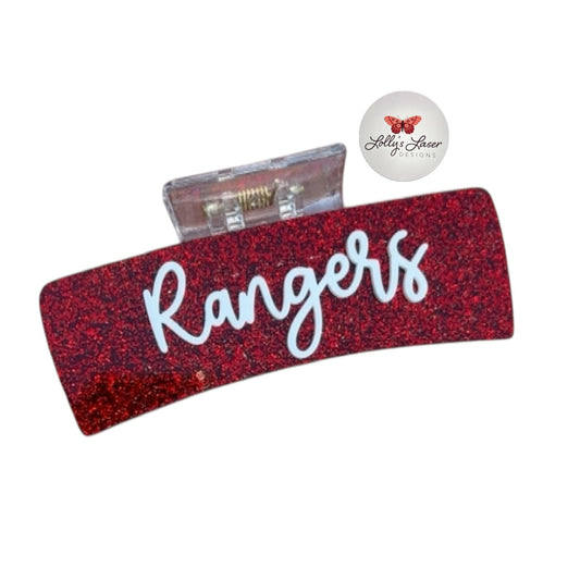 4" Rangers Team Hair Clip
