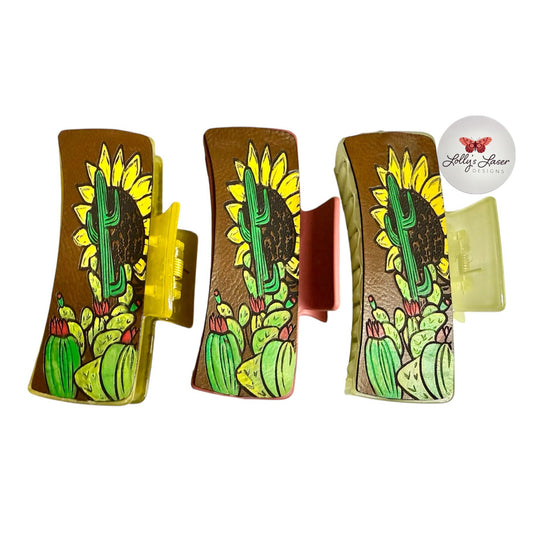 4" Sunflower Cactus Hair Clip