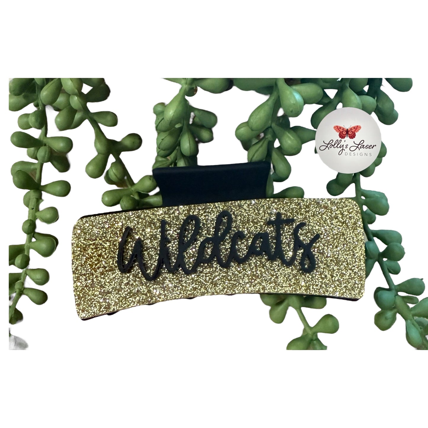 Wildcats Gold Glitter 4” Hair Clip