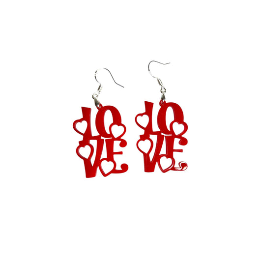 Red Love Dangle Earrings