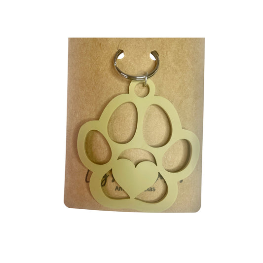 Acrylic Paw with Heart Keychain