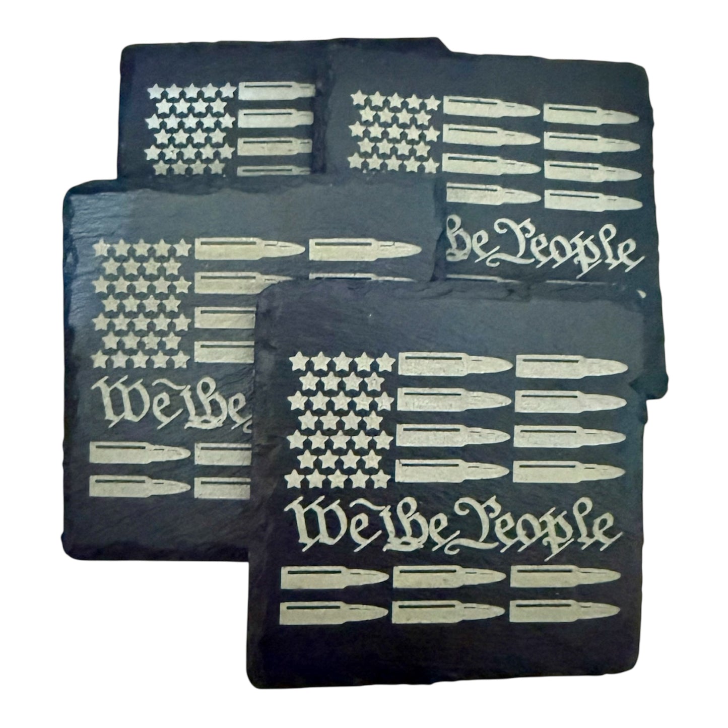 American Flag Bullet Slate Coaster Set