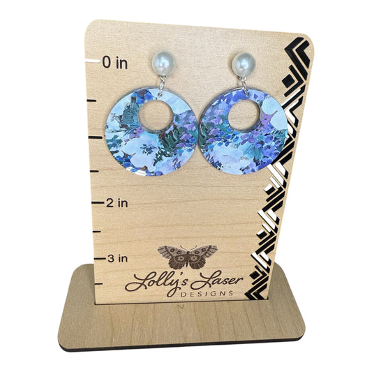 Blueberry Floral Pearl Stud Dangle