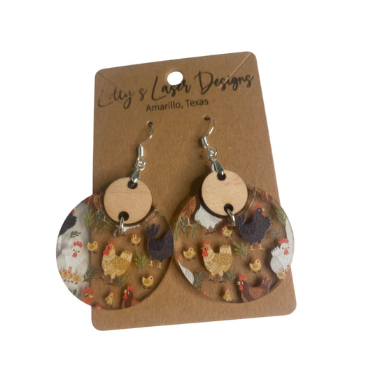Chicken Half Circle Dangle Earrings