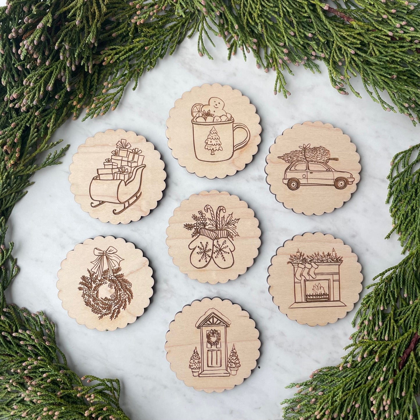 Scalloped Christmas Memory Matching Game