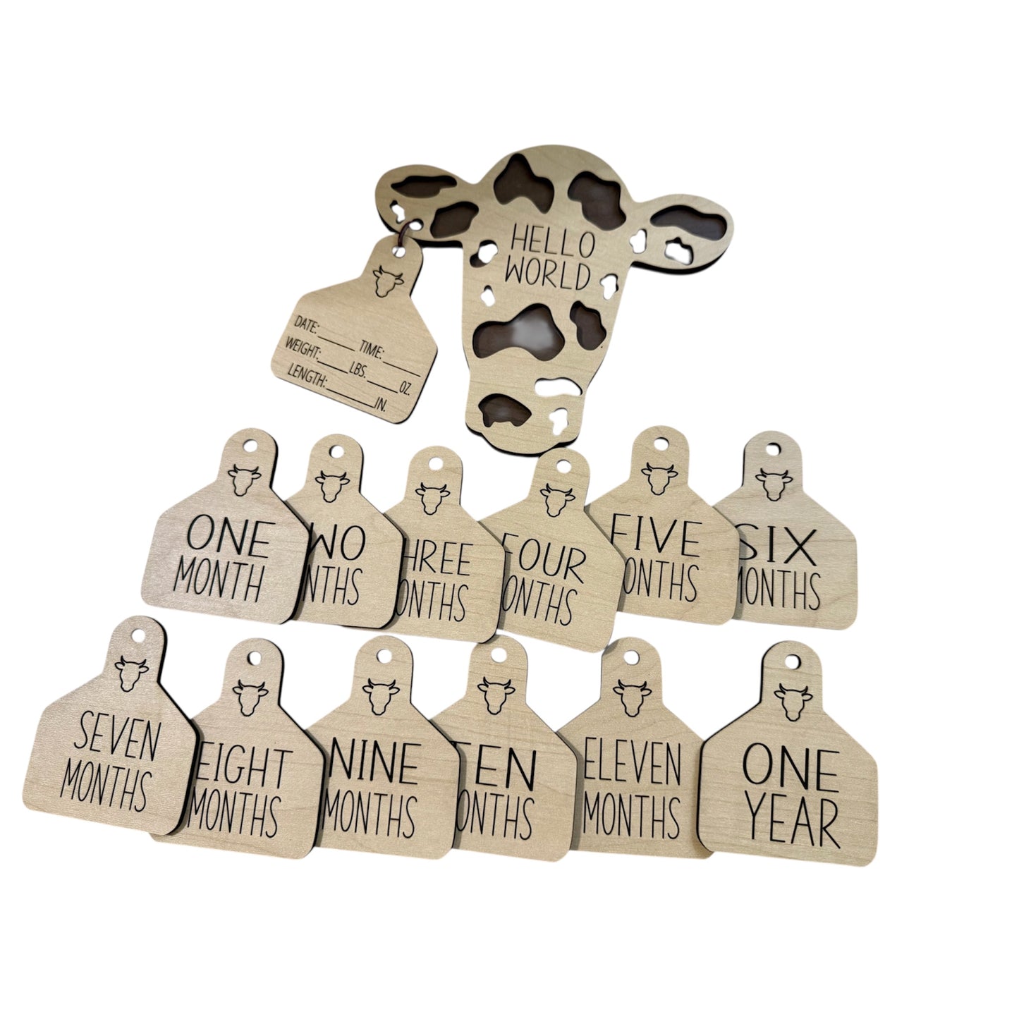 Cow Head with Ear Tag Baby Milestones
