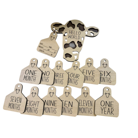 Cow Head with Ear Tag Baby Milestones