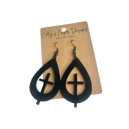 Cross Teardrop Dangle Earrings