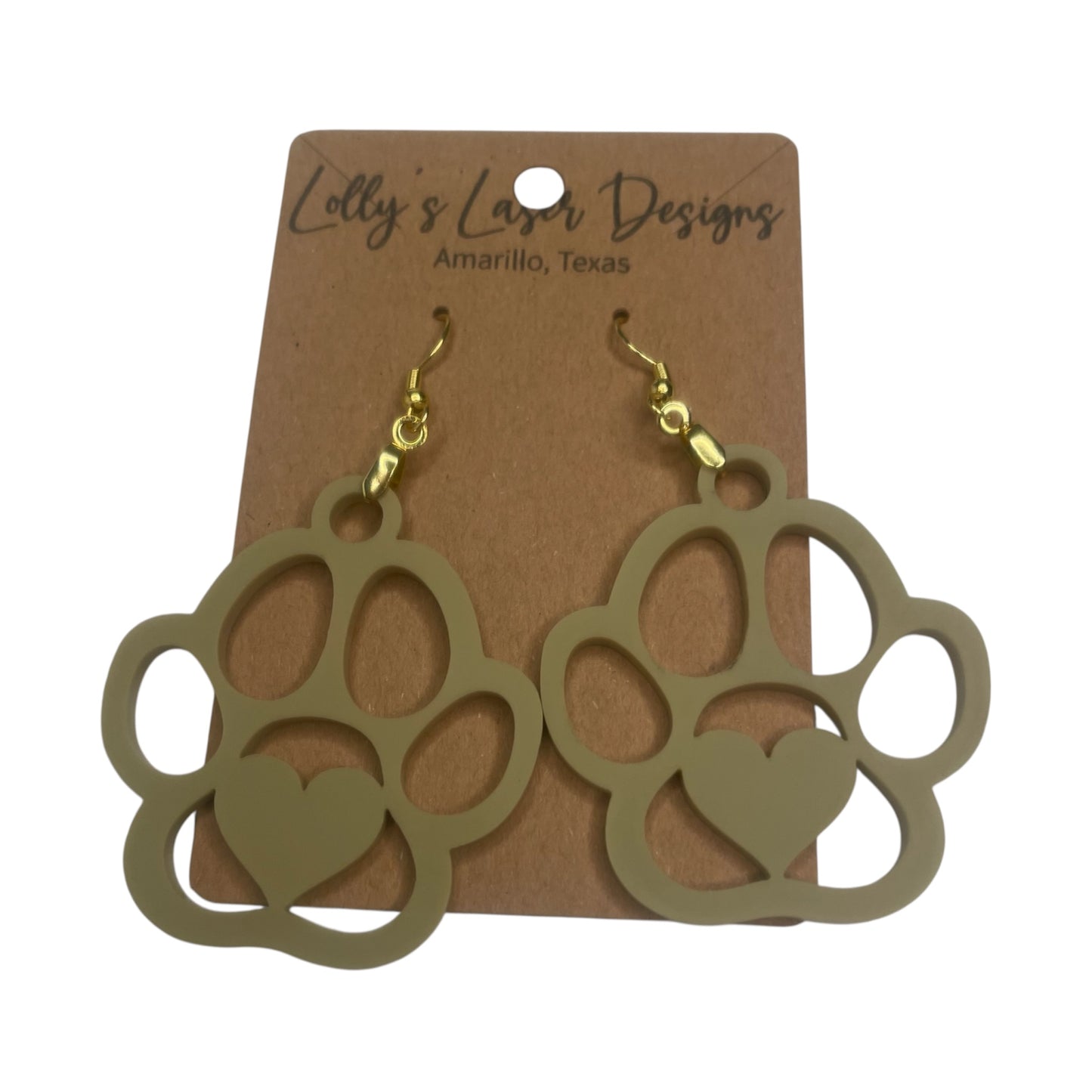 Dog Paw Print with Heart Earrings