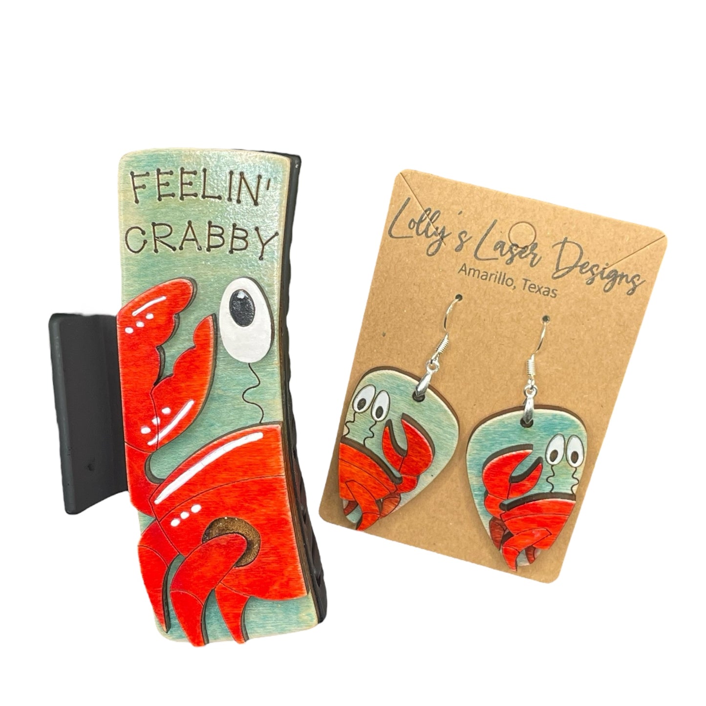 Feeling Crabby Earrings and 4" Hair Clip