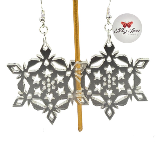 Frosted Snowflake Dangle Earrings