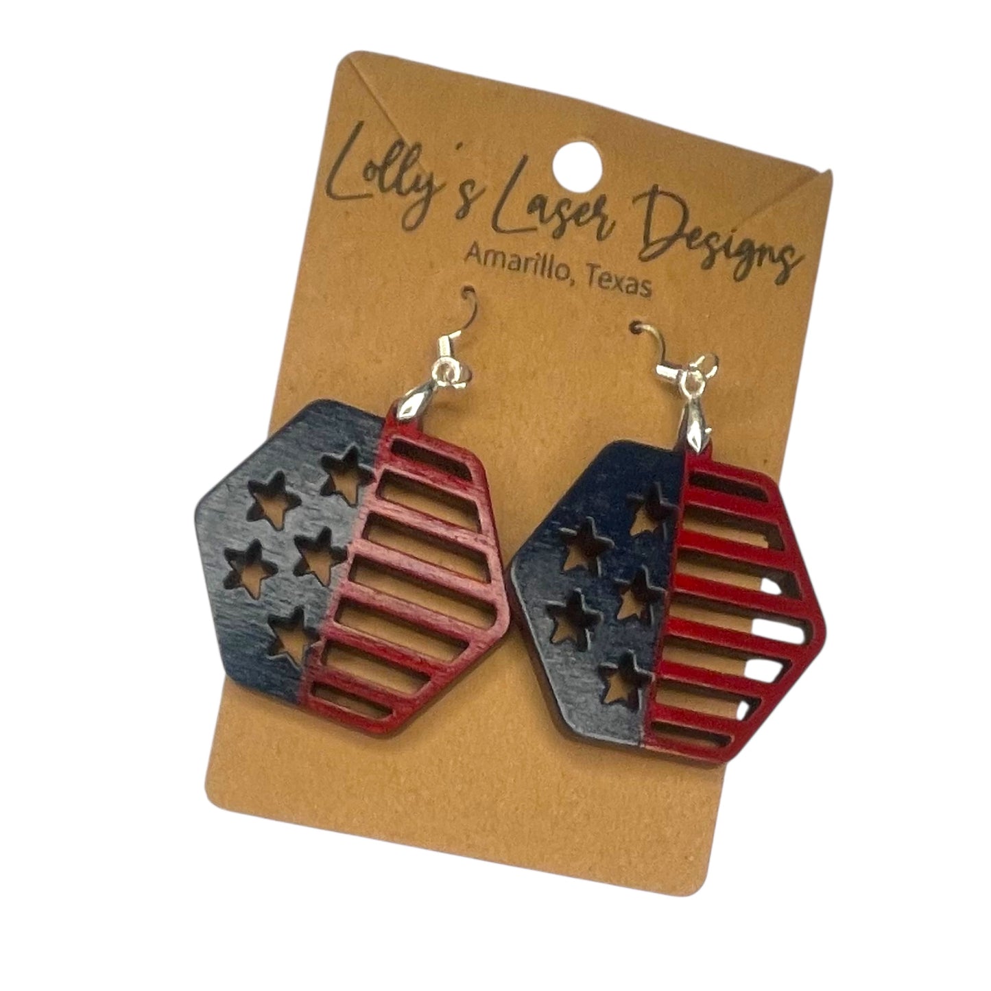 Hexagon Flag Dangle Earrings