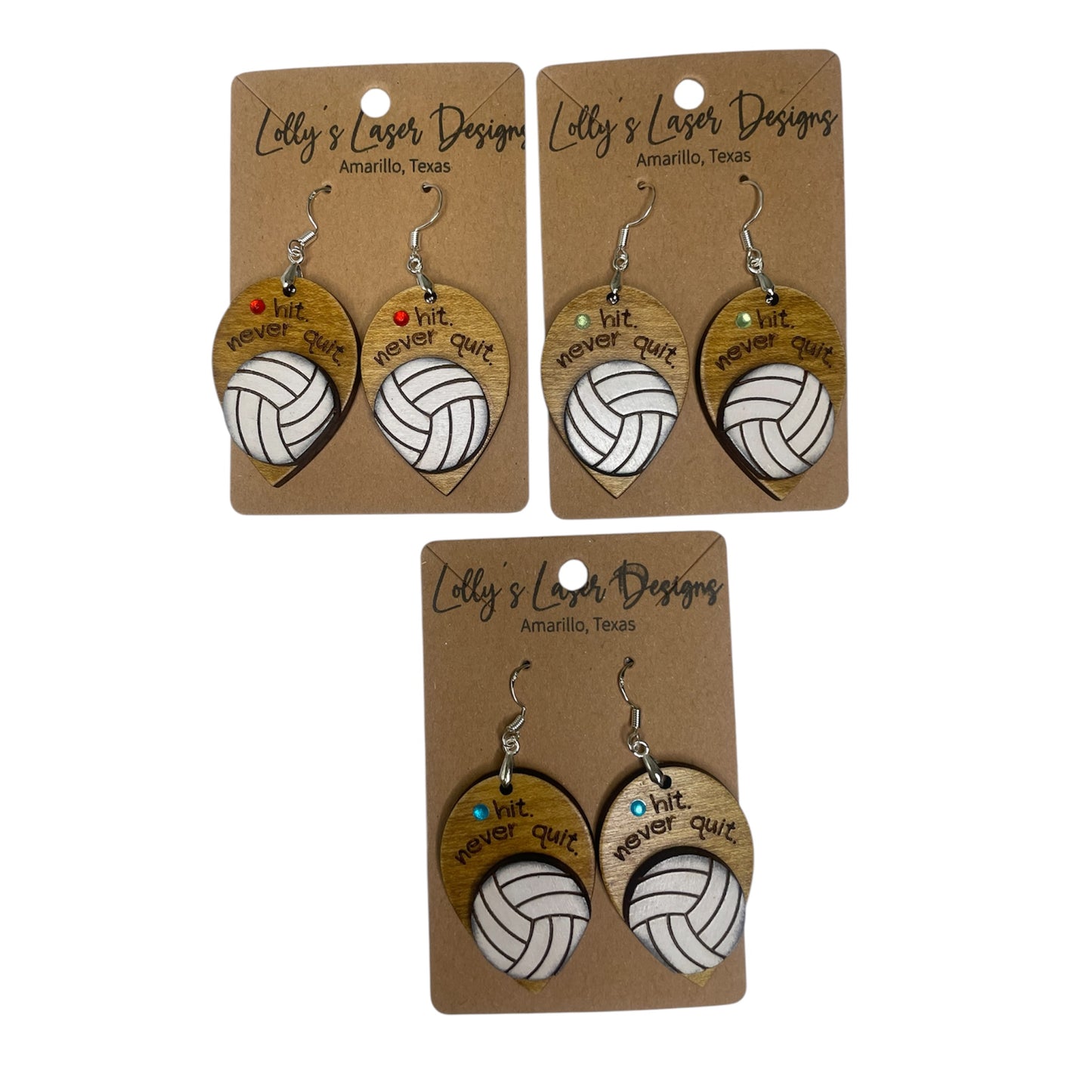 Hit Never Quit Volleyball Dangle Earrings