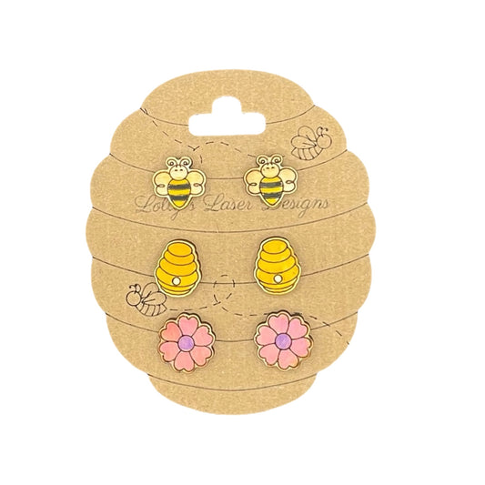Honey Bee Studs. Set of 3