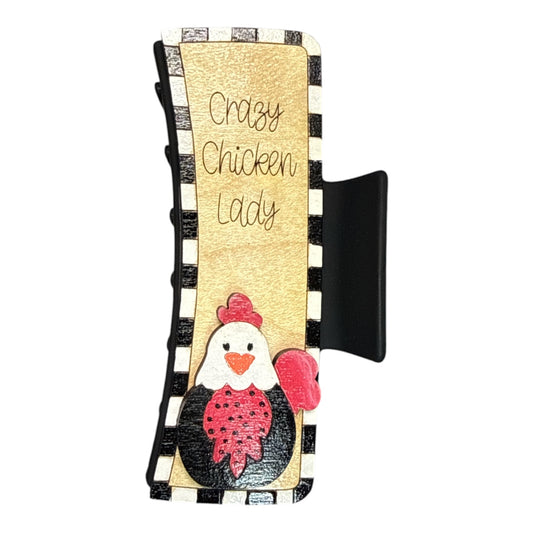 4” Crazy Chicken Lady Hair Clip
