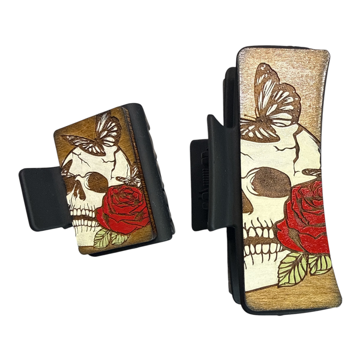 Skull Rose Butterfly Hair Clip